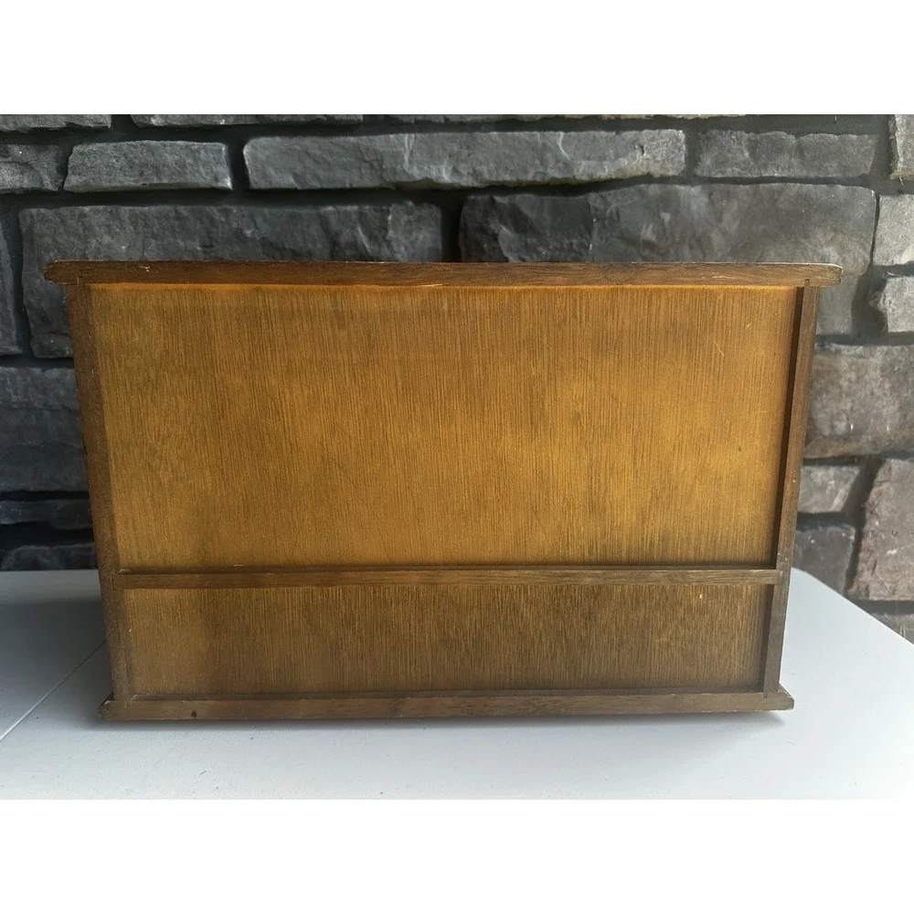 Vintage MCM Kellerman Wooden Jewelry Keepsake Box Case Chest 11 Drawers Cottage
